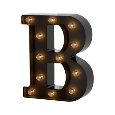 Imagem de Letreiro de LED para letreiro com letras, letreiro preto com letras, para luz noturna, bar, Natal, Halloween, aniversário, casamento, quarto, decoração B