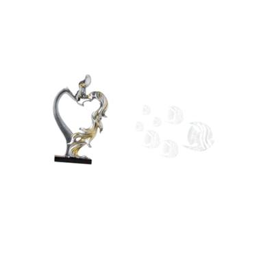 Imagem de Fenteer Estatueta de Casal Romântico, Estátua Colecionável, Ornamento de Mesa para Quarto, Casamento, Estante, Armário, Decoração de Casa com Espelho Acrílico