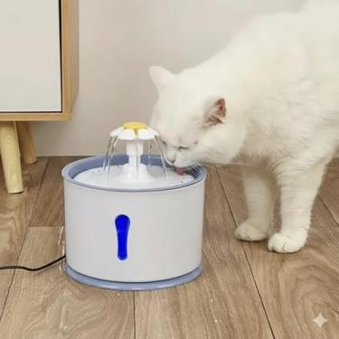 Imagem de Bebedouro Fonte Elétrico para Pet, 2,4L, com Filtro de Carvão Ativado, LED Indicador, 3 Modos, USB, Material BPA-Free e Aço Inox, 18cm x 13cm