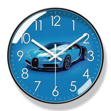 Imagem de Relógio de parede com design de carro esportivo de luxo de 30 cm, sile