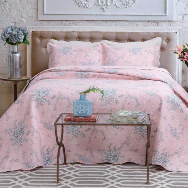Imagem de Kit Cobre Leito Colcha Mix King Estampado Dupla Face Floral 3 Peças - Grace