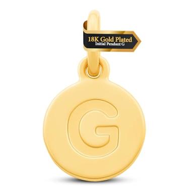 Imagem de Mystigold Colar feminino banhado a ouro amarelo 18K com letra inicial A-Z - Pingente sólido de 2,5 cm com letra maiúscula gravada, Standard, Prata esterlina, Sem Pedra Preciosa