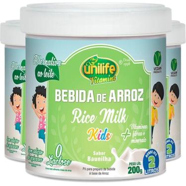 Imagem de Kit 3 Bebida De Arroz Unilife Sem Lactose Kids 200G
