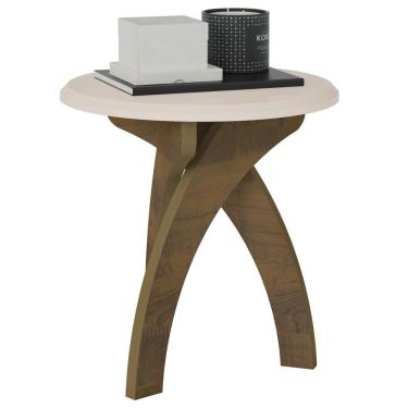 Imagem de Mesa De Apoio Para Sala De Estar 51x50 Cm Arly Off White Pinho