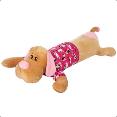 Imagem de Travesseiro Xuxão Dog Gigante 1,10m Pelúcia Fofinha C/Zíper Camiseta Removível (Pink)
