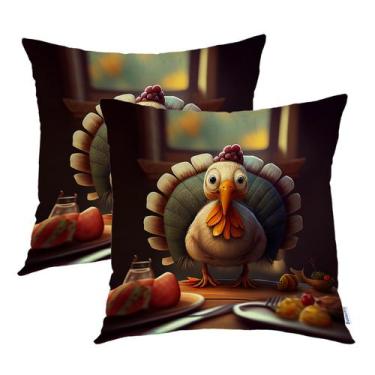 Imagem de Capa de travesseiro Batmerry Thanksgiving Day Happy Turkey 50x50cm