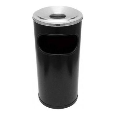 Imagem de Lixeira Cinzeiro 22L Em Plastico Aro Alumínio Bituqueira
