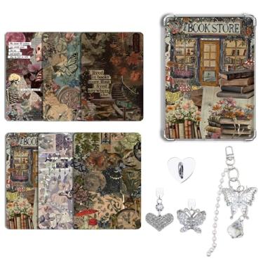 Imagem de CuddleJunk 6 peças de papel cartolina para e-reader e 2 peças de berloques de plugue de poeira, 1 conjunto de pingentes de corrente, acessórios de inserção de cartão de 17,3 cm x 12,2 cm para papel