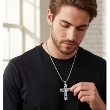 Imagem de Colar masculino com pingente de cruz simples de aço inoxidável, unissex, para você, acessórios modernos, presente criativo