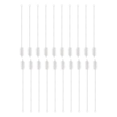 Imagem de HARFINGTON Conjunto de escovas de limpeza de palha, aço inoxidável 304 de comprimento 304 e cerdas de nylon para garrafa de água, tubos de copo de canudo de silicone, branco (25 mm OD, conjunto de 20