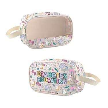 Imagem de MEIKIUP Bolsa de maquiagem transparente para diabetes, presente de lutador de diabetes, conscientização, presente de apoio ao esquadrão, Diabetes CMB