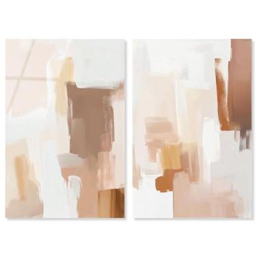 Imagem de Neutral Harmony: Modern Japandi Duo 2 Painel Impressão Acrílica Arte de Parede Dourada por Art Remedy, Pronto para pendurar, 40,6 x 61 cm