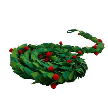 Imagem de Esquirla Guirlanda de Natal em Feltro com Folhas, Frutos Silvestres E Bandeirolas para Parede. Ideal para As Festas de Fim de Ano.