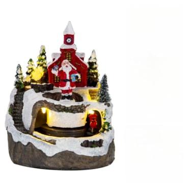 Imagem de Vila Natalina Iluminada Musical Trem Giratório Cenário Natal Luxo