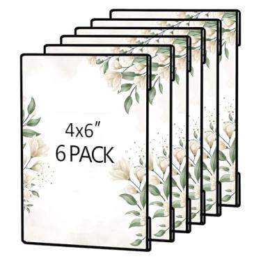Imagem de Bolidery Conjunto de 6 molduras de acrílico, 10 x 15 cm, molduras pretas para decoração de parede, sem perfuração, 10 x 15 cm, porta-retratos flutuantes para casa, escola, escritório - cor preta