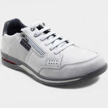 Imagem de Sapatênis Couro Pegada Amortecedor Zíper Lateral Masculino - Gelo, 42