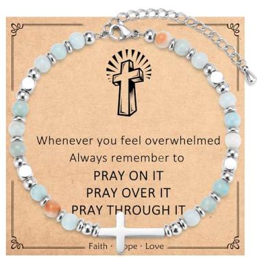 Imagem de JEIKTO Pulseira de cruz para mulheres, meninas, presentes cristãos para mulheres, amigas, irmã em Cristo, filha, sobrinha, neta, aniversário, Natal, confirmação, batismo, Páscoa, formatura, dia dos