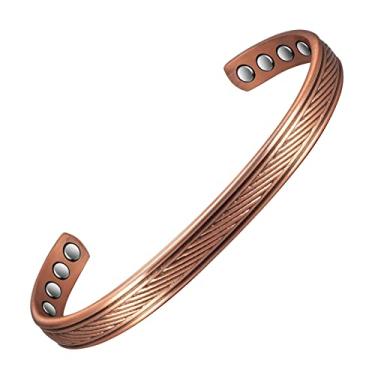 Imagem de EnerCoppeX Pulseira magnética de cobre para mulheres - Joias Detox com ímã Gauss 3500, pulseira ajustável (Tipo-C)