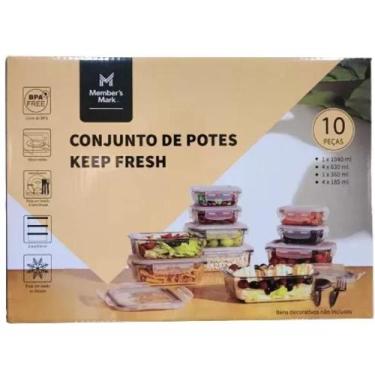 Imagem de Conjunto 10 Potes Vidro Hermético Vários Tamanhos Keep Fresh - Member'