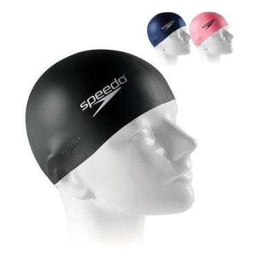 Imagem de Touca Natação Speedo Lisa Proteção Água Silicone, Preto