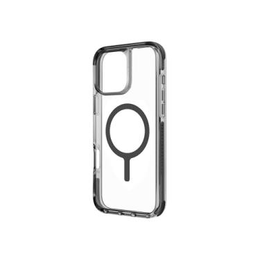 Imagem de UNIQ Combat iPhone 16 Pro Max (preto transparente) com anel de carregamento Magsafe | Capa de telefone minimalista com anel magnético + proteção resistente ShockSorb™ para atividades ao ar livre