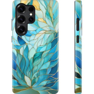 Imagem de Esdot Capa para Samsung Galaxy S24 Ultra - Compatível com carregamento sem fio - Silicone macio de camada dupla + capa rígida - Design de flores silvestres - Capa protetora de telefone para mulheres e