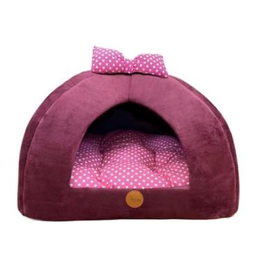 Imagem de Cama Pet Para Gato Ou Cachorro Pequeno Almofada Removivel Dupla Face Fundo Impermeavel Tamanho M E G(Vinho Pink,M)