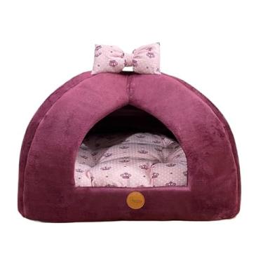 Imagem de Cama Pet Para Gato Ou Cachorro Pequeno Almofada Removivel Dupla Face Fundo Impermeavel Tamanho M E G(Vinho Coroa,G)