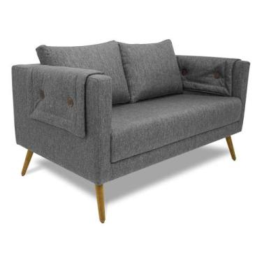 Imagem de Poltrona Namoradeira Paris D07 2 Lugares Linho Mescla Chumbo - D'Rossi