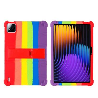 Imagem de QYiiD Capa para Xiaomi Pad 7 Pro/Pad 7 11,2 polegadas 2024, capa protetora dobrável de silicone leve para crianças de 11,2 polegadas Xiaomi Mi Pad 7/Mi Pad 7 Pro, arco-íris