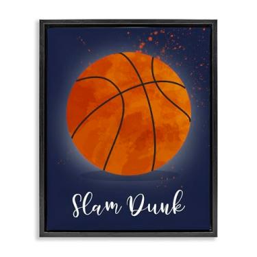 Imagem de Stupell Industries Arte de parede em tela flutuante emoldurada dourada Game On Slam Dunk, design de Christine Simpson Art, 78 x 63 cm