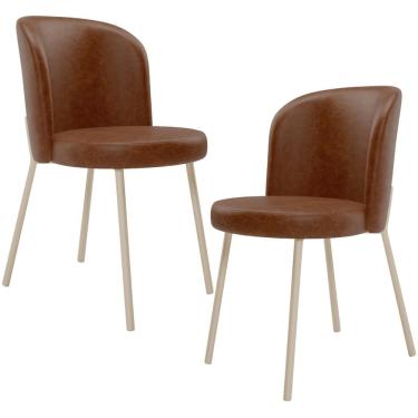 Imagem de Kit 02 Cadeiras Para Sala de Jantar Cozinha Estofada Gavi Arena L02 Couríssimo Marrom - Lyam Decor