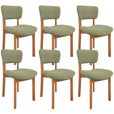 Imagem de Kit 06 Cadeiras Para Sala de Jantar Cozinha Living Estofada Dara L02 Bouclê Oliva - Lyam Decor