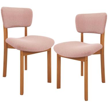 Imagem de Kit 02 Cadeiras Para Sala de Jantar Cozinha Living Estofada Dara L02 Bouclê Rosê - Lyam Decor