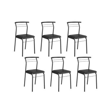 Imagem de Cadeira De Cozinha 1708 Aço Kit 6 Uni Preto-courano Preto - Carraro