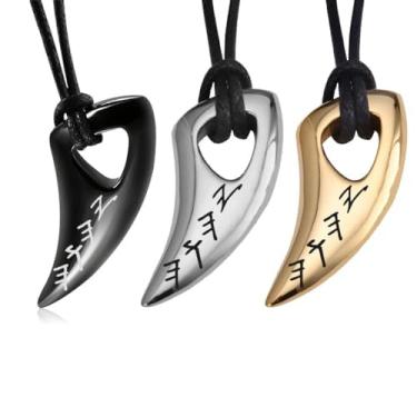 Imagem de Yahuah YHWH Colar de dentes de lobo cristo bíblia hebraica religiosa para adultos adolescentes Israel Jewelry - Pingente de aço inoxidável Judaica, comprimento da corrente ajustável, Metal, Sem Pedra
