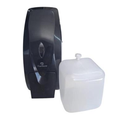 Imagem de Kit dispenser de sabonete espuma preto reservátorio 800ml branco premi