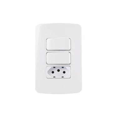 Imagem de Interruptor Simples Duplo 10a E Tomada 2p+t 10a Margirius B3 Com Placa 4x2 Branco