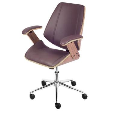 Imagem de Cadeira Giratória Baixa Bergen Lisboa Or Design Estrutura Madeira Revestida Em Pu Café Base Rodízio