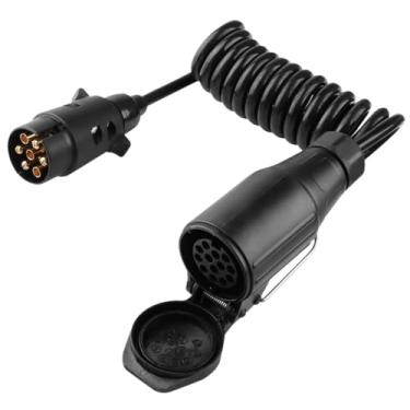 Imagem de Chewtoyo Bobina de soquete de plugue de reboque de 7 vias, extensão de cabo de reboque de 7 a 13 pinos, acessórios de reboque de carro, cabo de extensão de 2 m para sistemas de reboque de 12 V