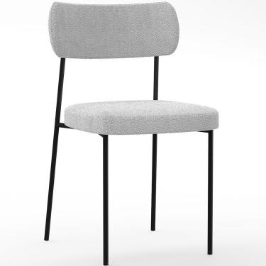 Imagem de Cadeira Estofada Para Sala De Jantar Melina L02 Bouclê Cinza