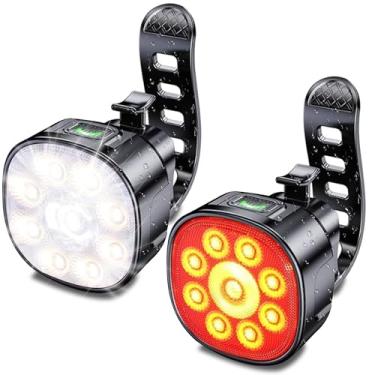 Imagem de Dubluny Luzes de bicicleta dianteiras e traseiras para segurança noturna, farol super brilhante e cauda traseira vermelha, carregamento USB IP65 à prova d'água, com 8 contas de LED ultrabrilhantes, 8