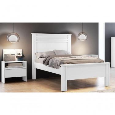 Imagem de Cama Solteiro Com Painel Ripado - Verona-branco - Móveis Novo Horizonte