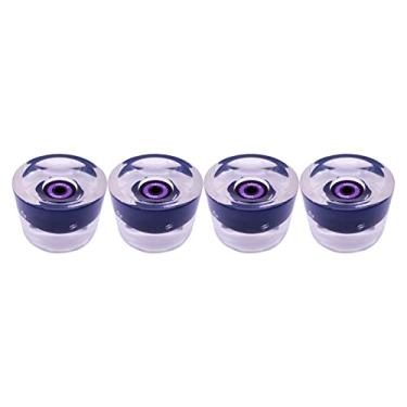 Imagem de Rodas de skate flash LED 70 mm - material PU, reduz a vibração, durômetro de 80 A - perfeito para esportes de parque e patinação de rua em cruzeiro - preto e roxo