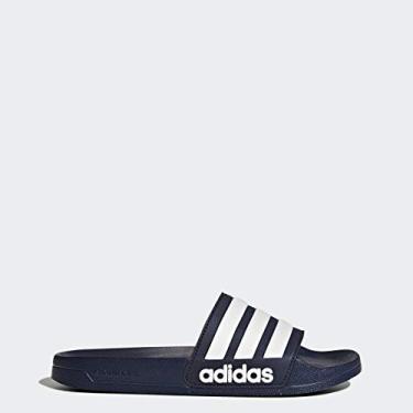 Imagem de adidas Slide de chuveiro masculino Adilette, Collegiate Navy/Branco/Collegiate Navy, 4