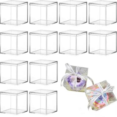 Imagem de Lighibeuty 12 peças de caixa de acrílico transparente com tampa, cubos pequenos de armazenamento de plástico de 10 x 10 cm, recipientes de exibição para pílulas de doces de joias, mini organizadores