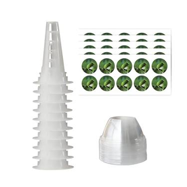 Imagem de NJYW Kit de cápsulas hidropônicas de 50 peças: iniciante de sementes internas com 50 cestas de sementes, 50 cúpulas de umidade, 50 etiquetas de cápsulas – serve na maioria dos sistemas hidropônicos