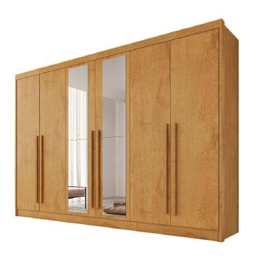 Imagem de Guarda Roupas 6 Portas Alba Plus Com Espelho 100% Mdf Peroba