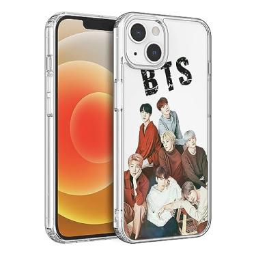Imagem de WWDIYHOUSE Capa compatível com iPhone 15, capa transparente de TPU macio à prova de choque e design exclusivo para homens/mulheres/meninas/meninos (Fashion-BTS-8)