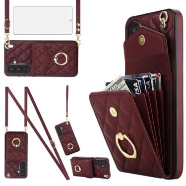 Imagem de Asuwish Capa de celular para Samsung Galaxy A17/A26 5G, carteira de celular com protetor de tela de vidro temperado, alça de pulso transversal, anel com bloqueio de RFID, suporte para cartão A 17 26